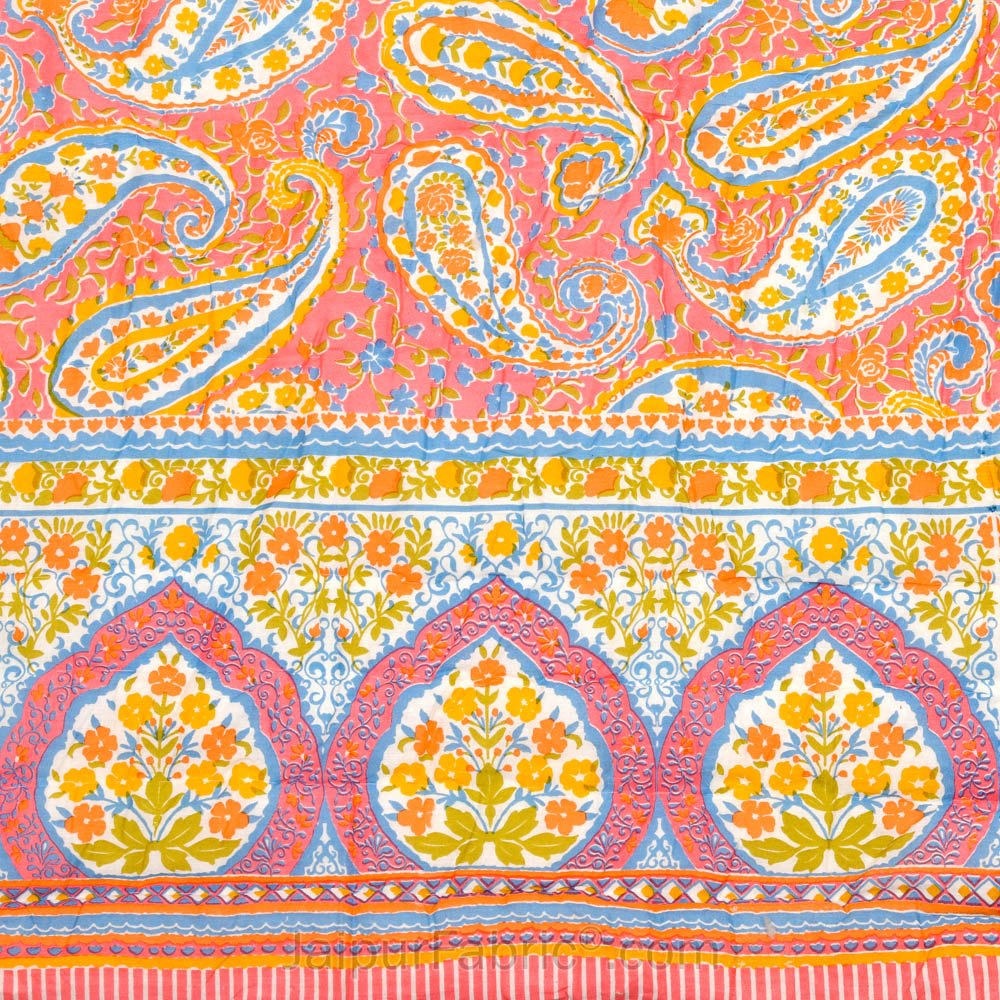 JaipurFabric® Paisley MultiColor Premium Cotton Double Bed Quilt