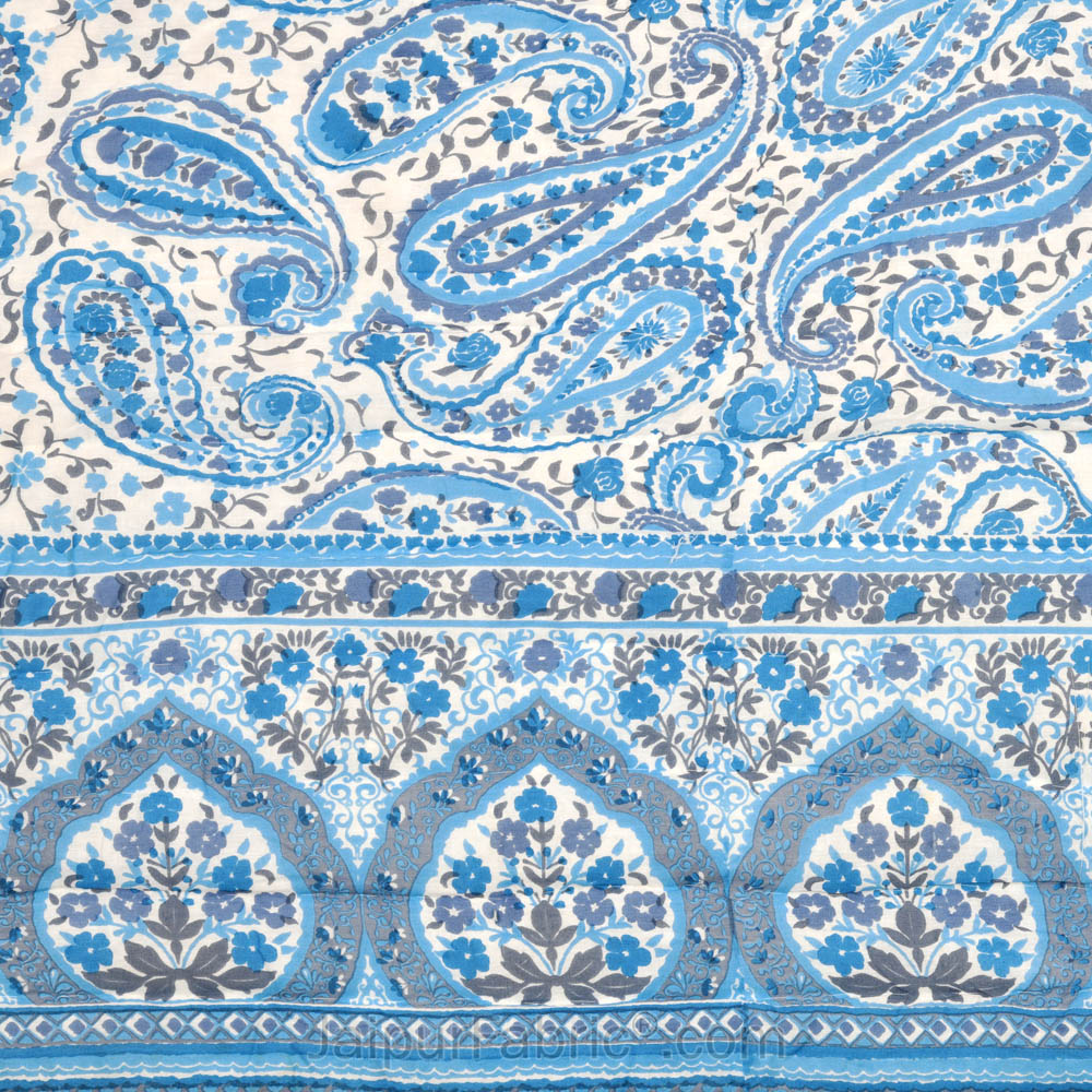JaipurFabric® Paisley Blue Premium Cotton Double Bed Quilt