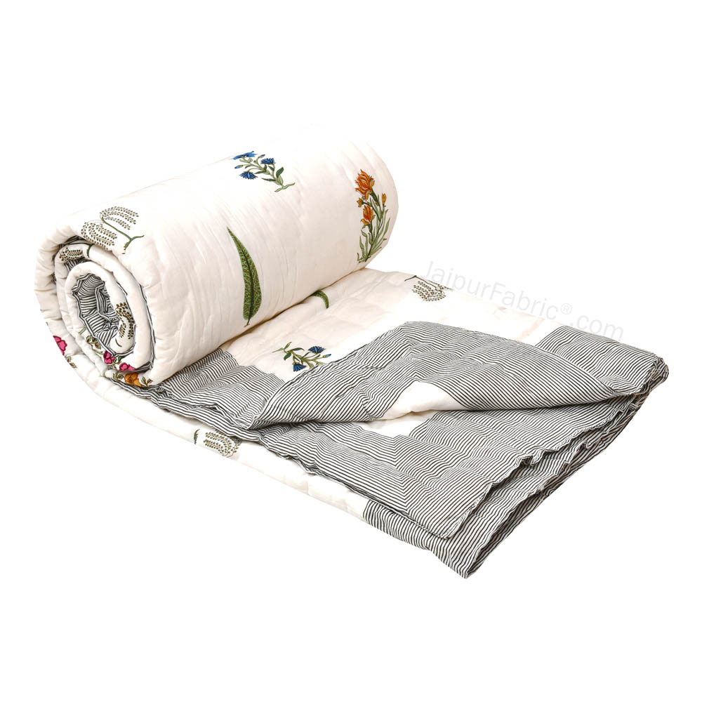 JaipurFabric® Green Pacific Premium Cotton Double Bed Quilt