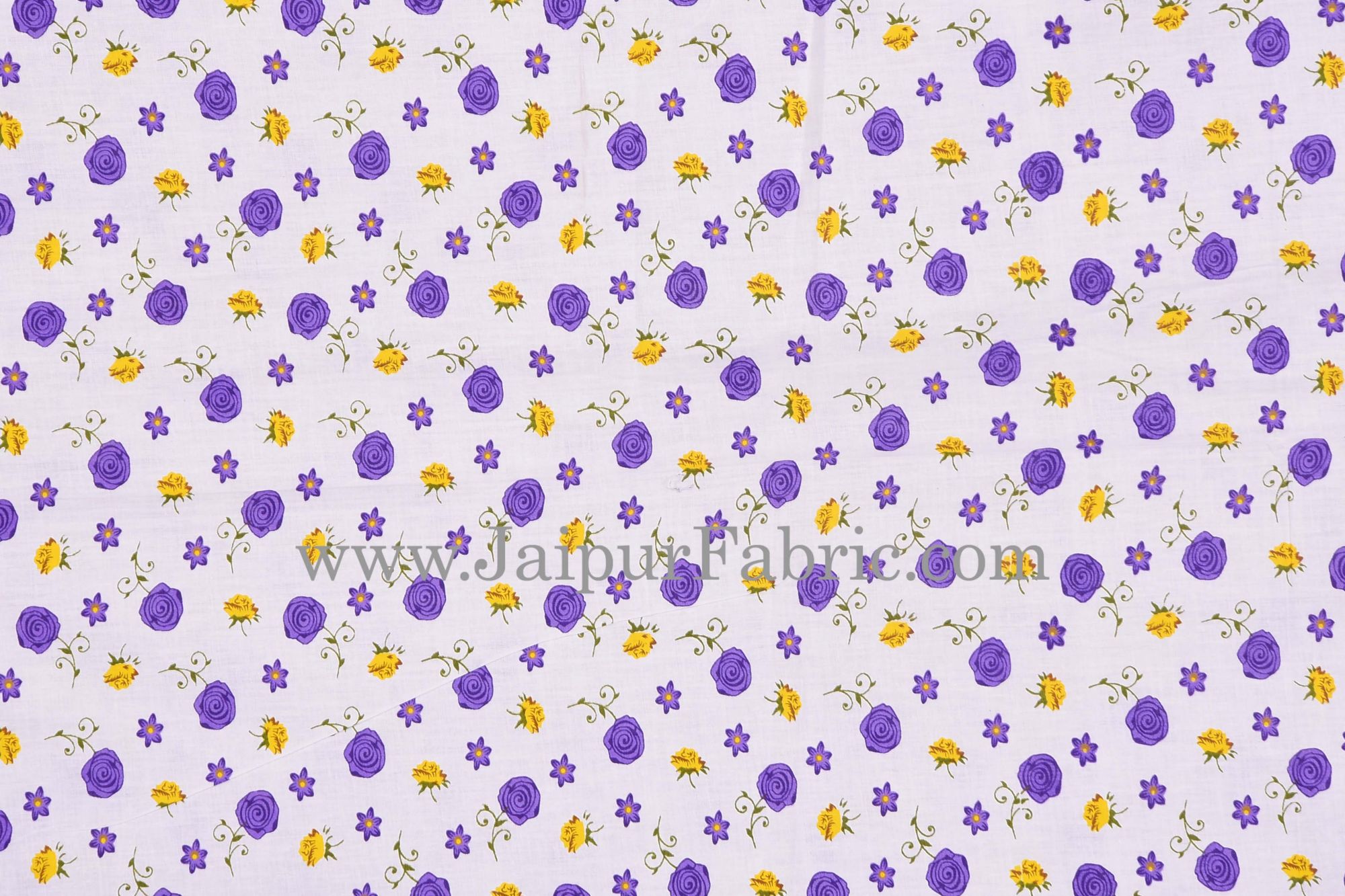 Cream Base Purple And Yellow floral Print  Single Cotton Dohar