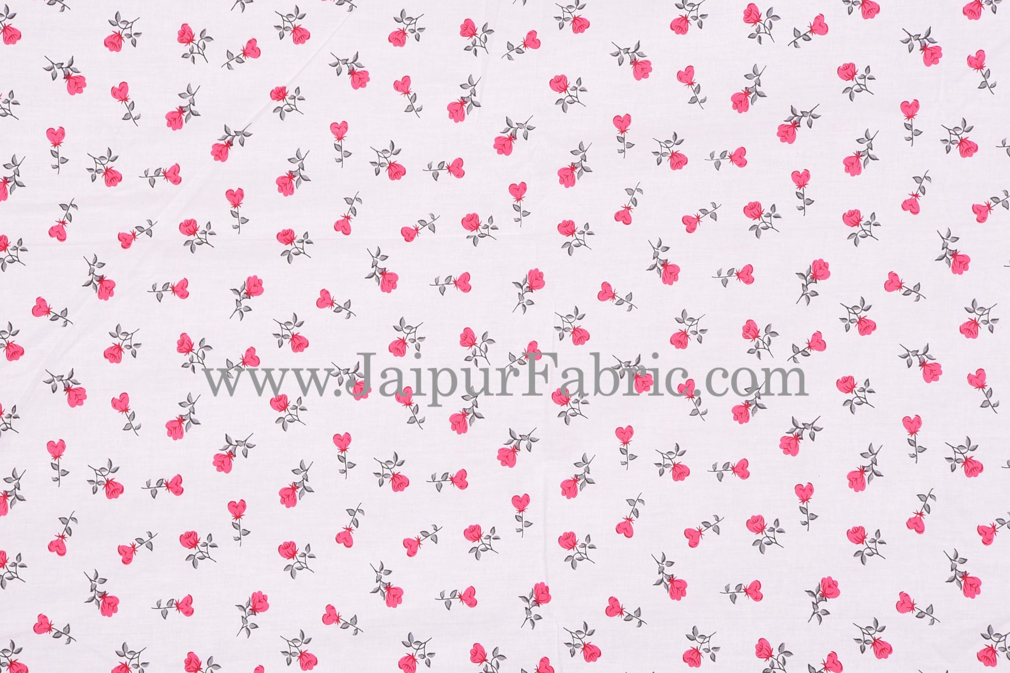 Cream Base Pink And grey  Floral Print Single Cotton Dohar