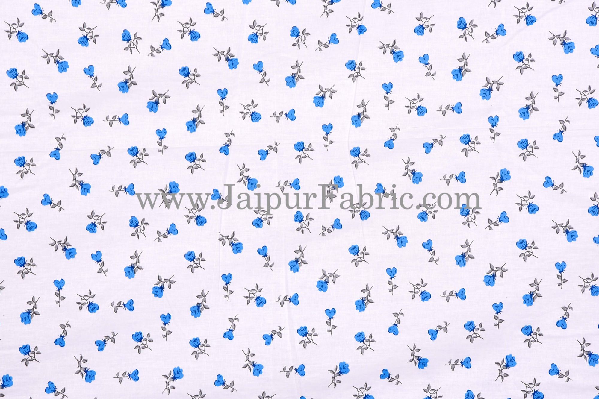 Cream Base Blue And Grey Floral Print Single Cotton Dohar