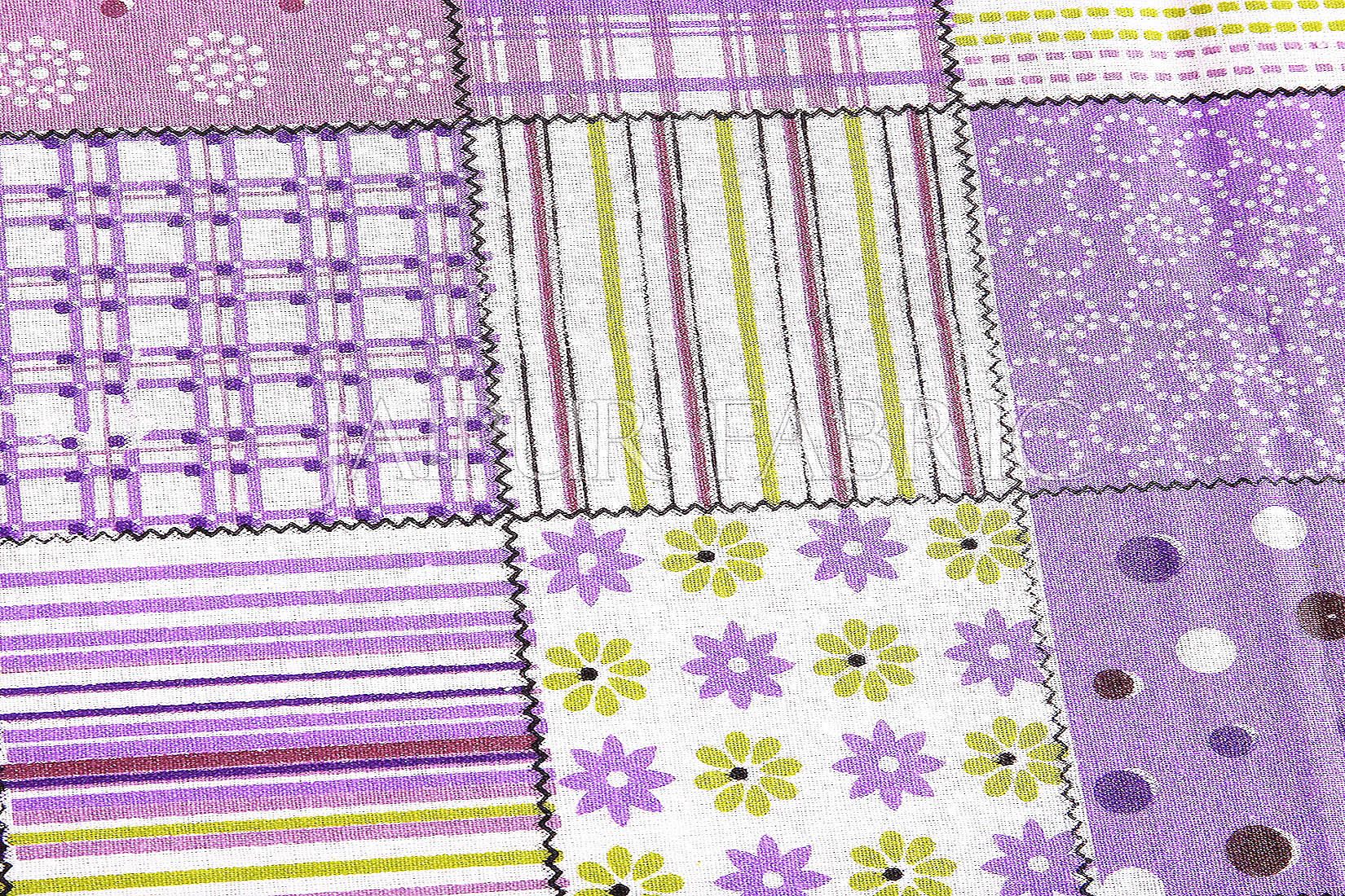 Purple Base Square Print Cotton Diwan Set