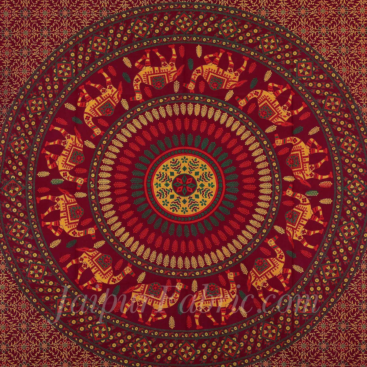 Maroon Camel Print Pure Cotton Bohemian Mandala Diwan Set