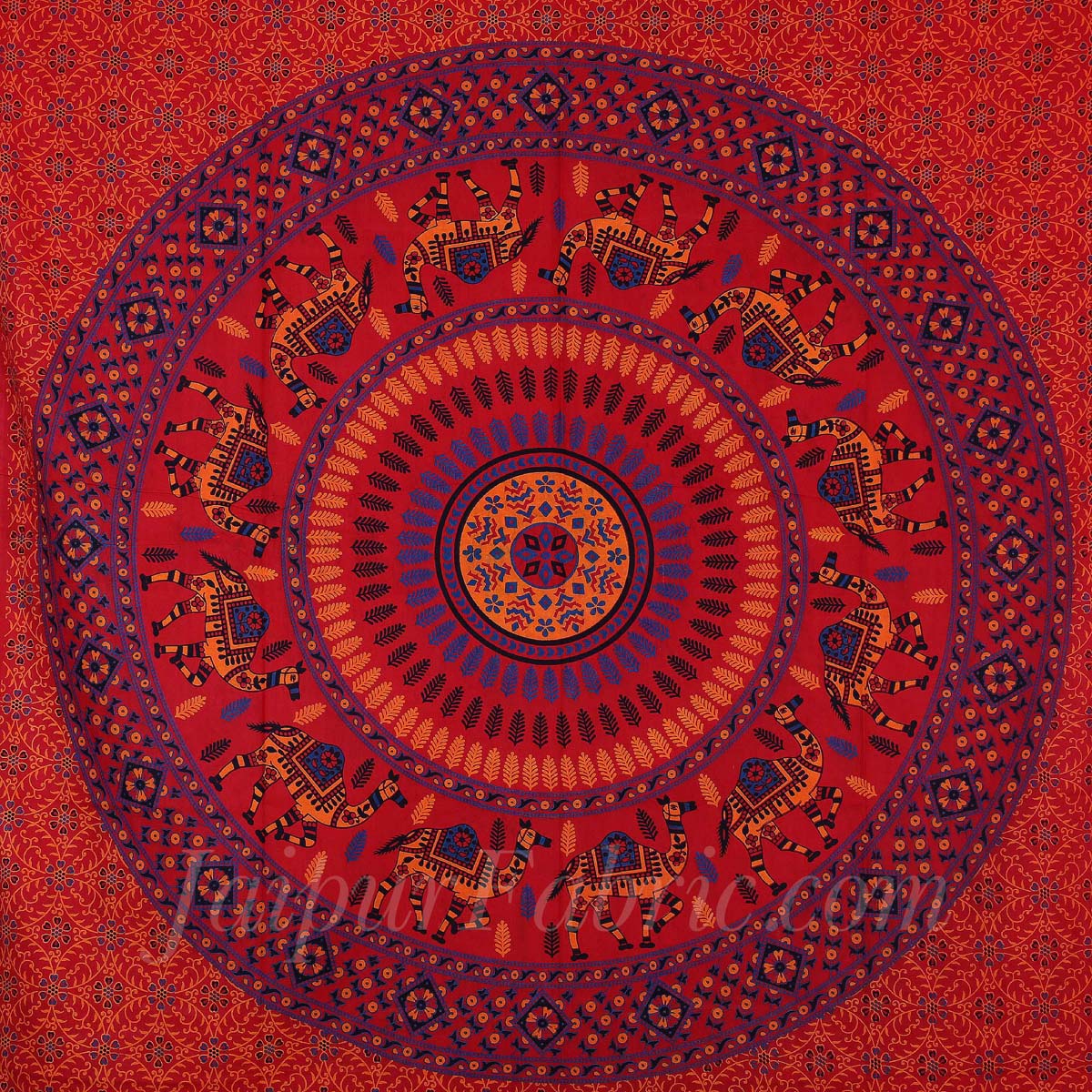 Red Camel Print Pure Cotton Bohemian Mandala Diwan Set