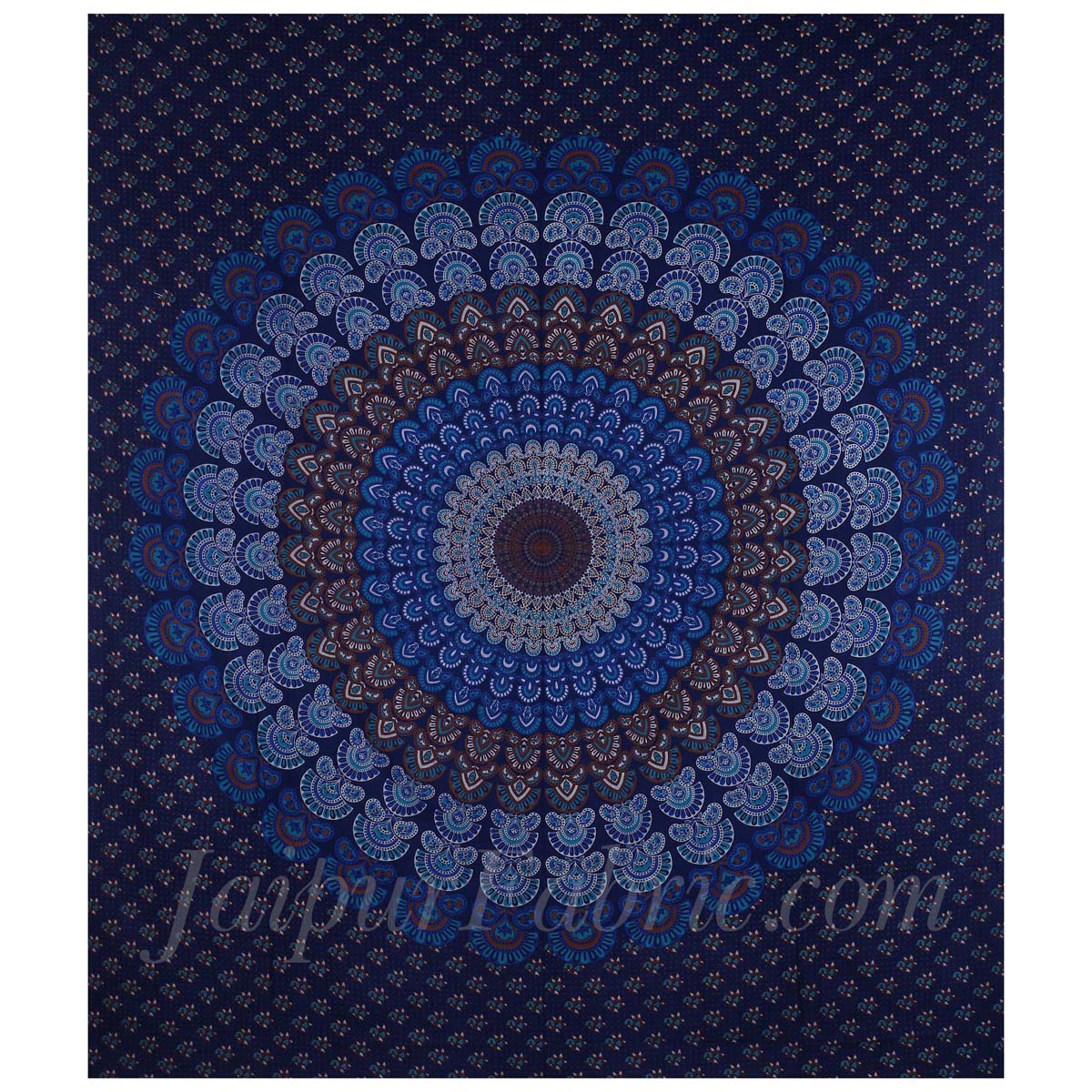 Blue Leafy Print Pure Cotton Bohemian Mandala Diwan Set
