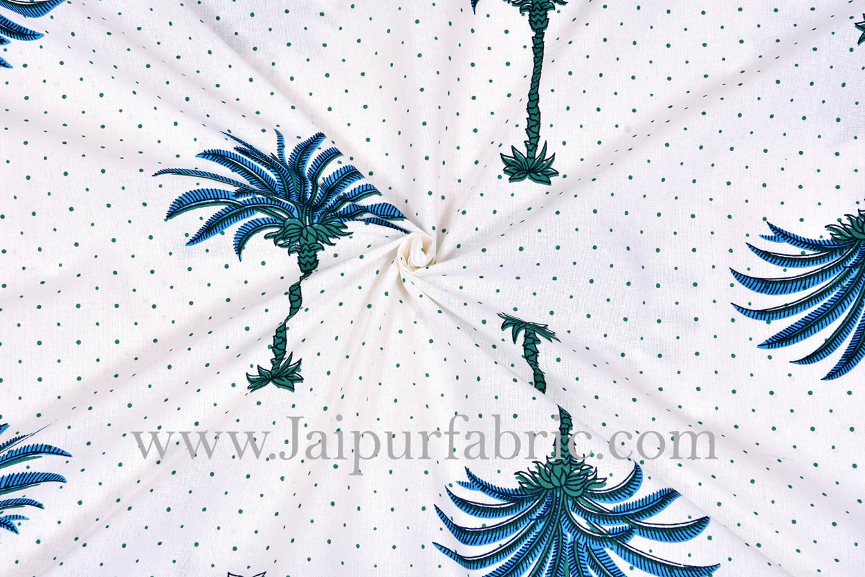 Sky blue palm polka mercerised cotton diwan set