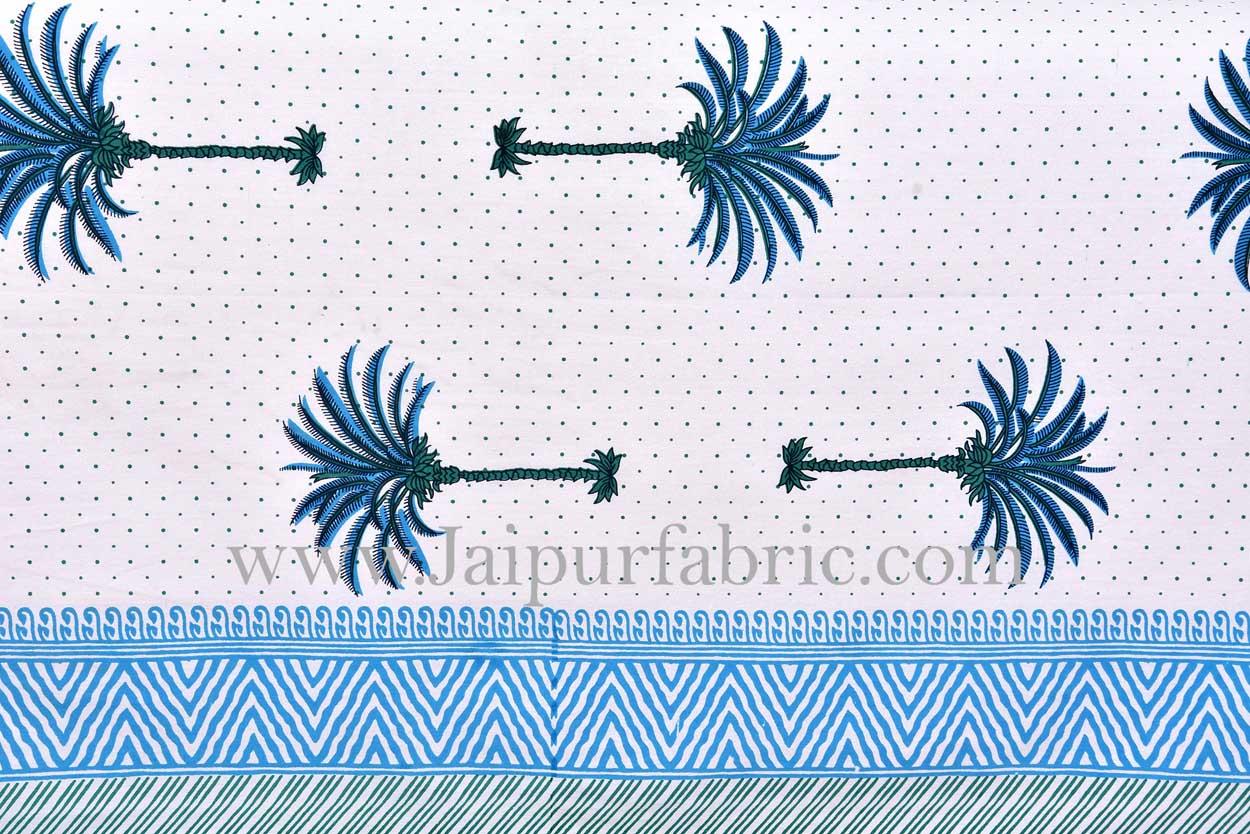 Sky blue palm polka mercerised cotton diwan set