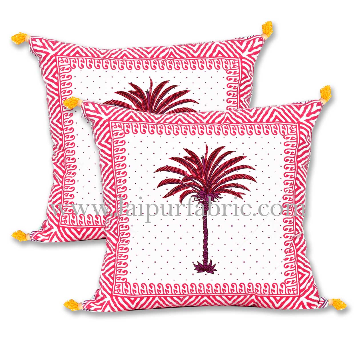 Dark pink palm polka mercerised cotton diwan set