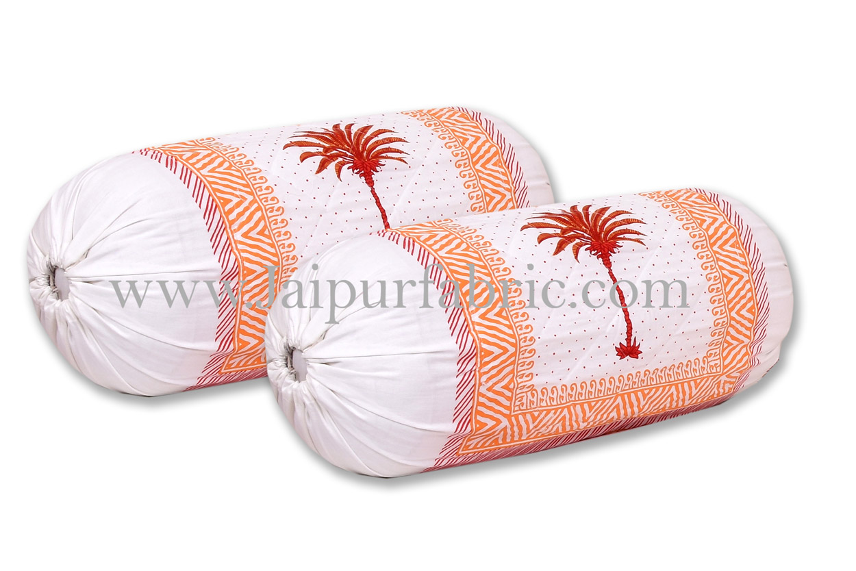 Orange palm polka mercerised cotton diwan set