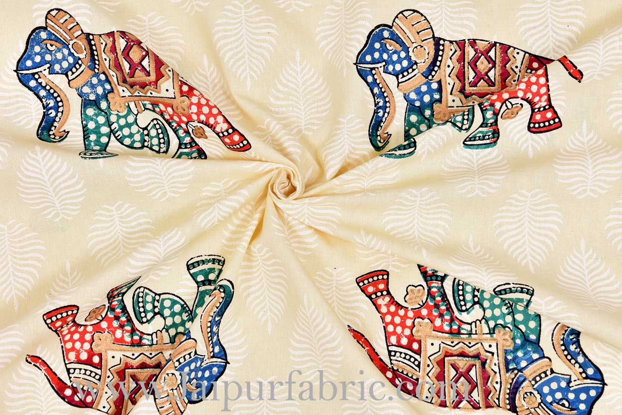 Satrangi elephants in sparkling sand diwan set