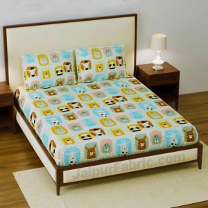 Cutest Kids Fitted BedSheet Supersoft Double Bed Size with 2 Pillow Covers