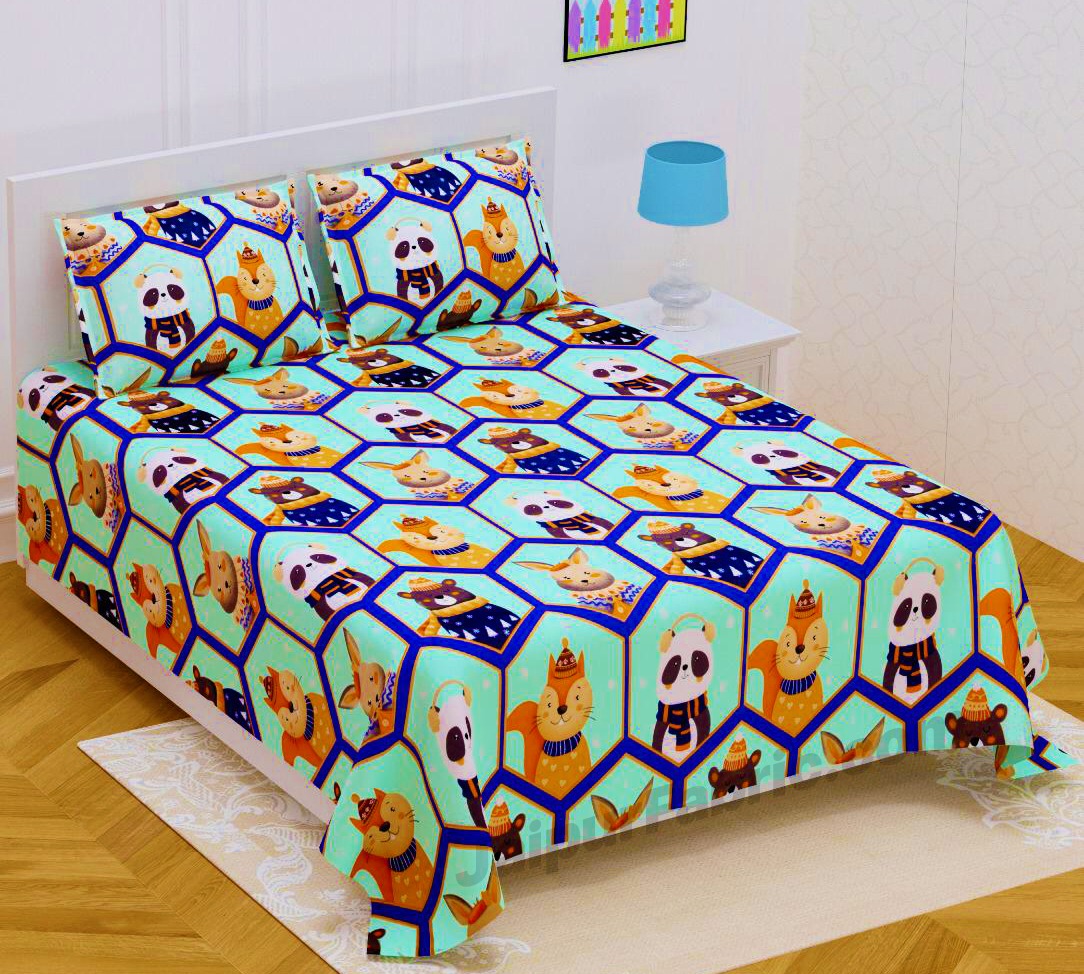 Panda Picachoo Kids Fitted BedSheet Supersoft Double Bed Size with 2 Pillow Covers