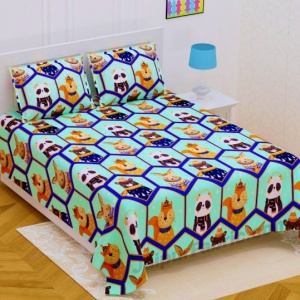 Panda Picachoo Kids Fitted BedSheet Supersoft Double Bed Size with 2 Pillow Covers