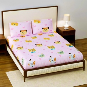 Pretty Cats Kids Fitted BedSheet Supersoft Double Bed Size with 2 Pillow Covers