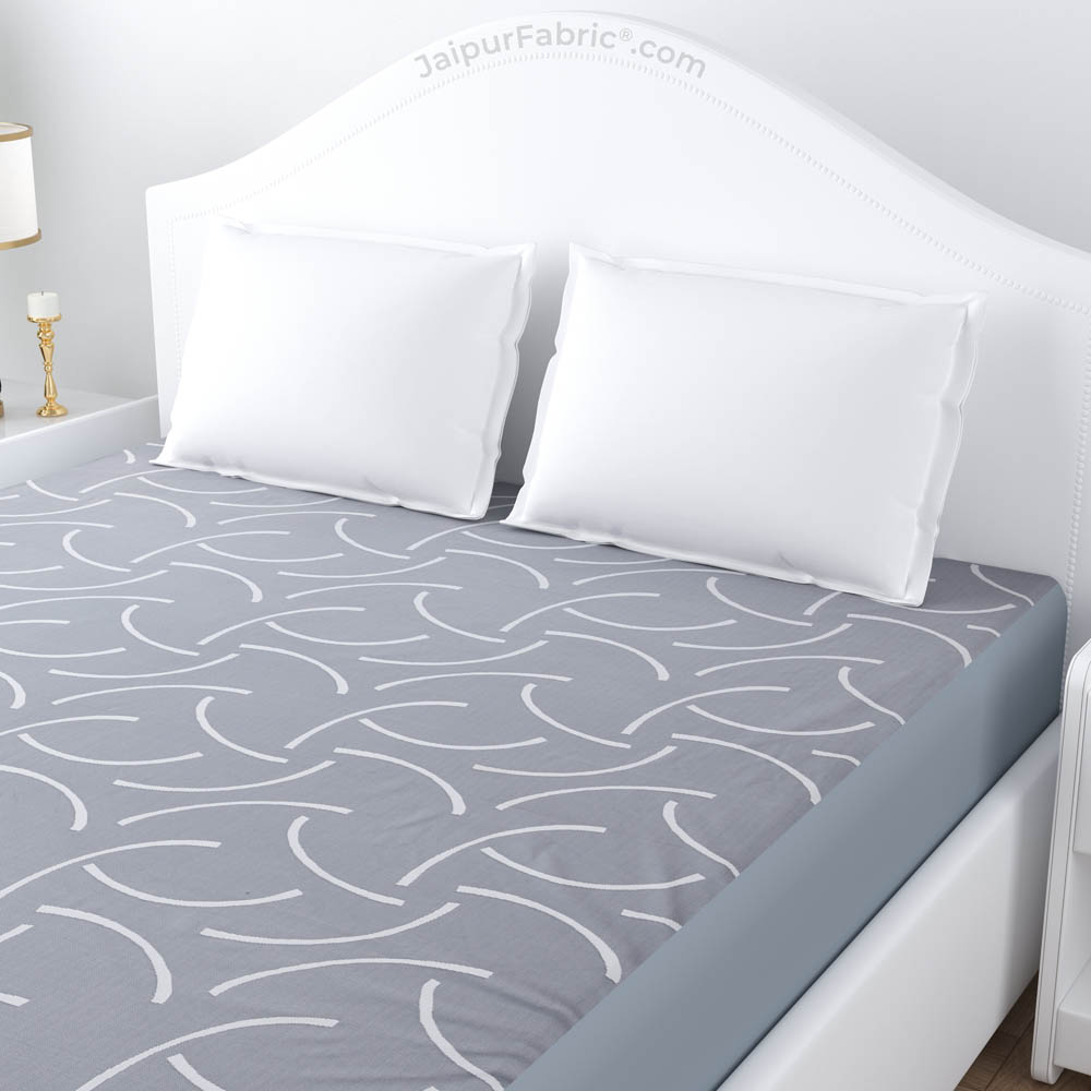 Grey Printed Water Proof Fitted Mattress Protector