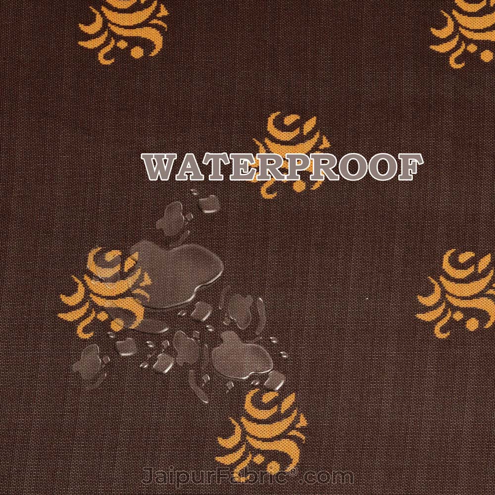 Brown Printed Water Proof Fitted Mattress Protector