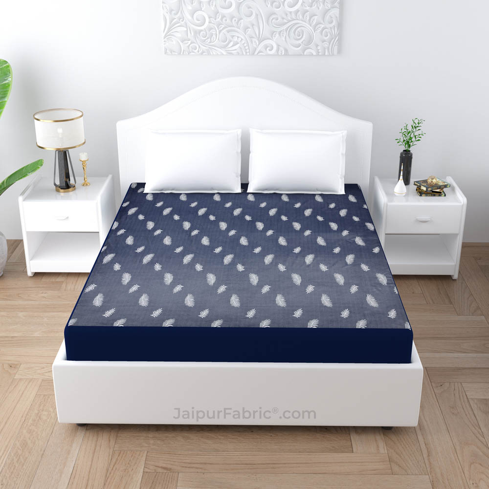 Blue Printed Water Proof Fitted Mattress Protector