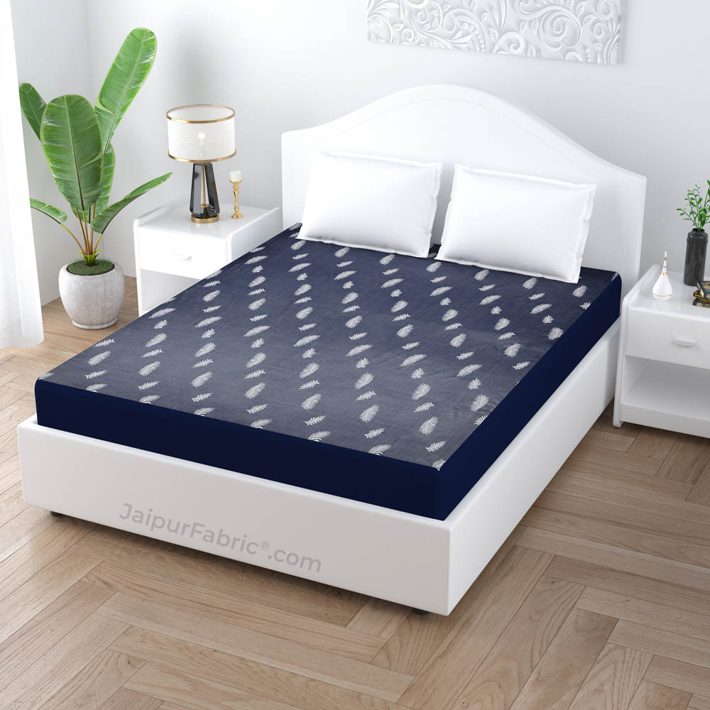 Blue Printed Water Proof Fitted Mattress Protector