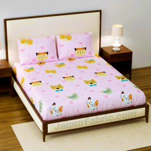 Pretty Cats Kids Fitted BedSheet Supersoft Single Bed Size with 1 Pillow Cover