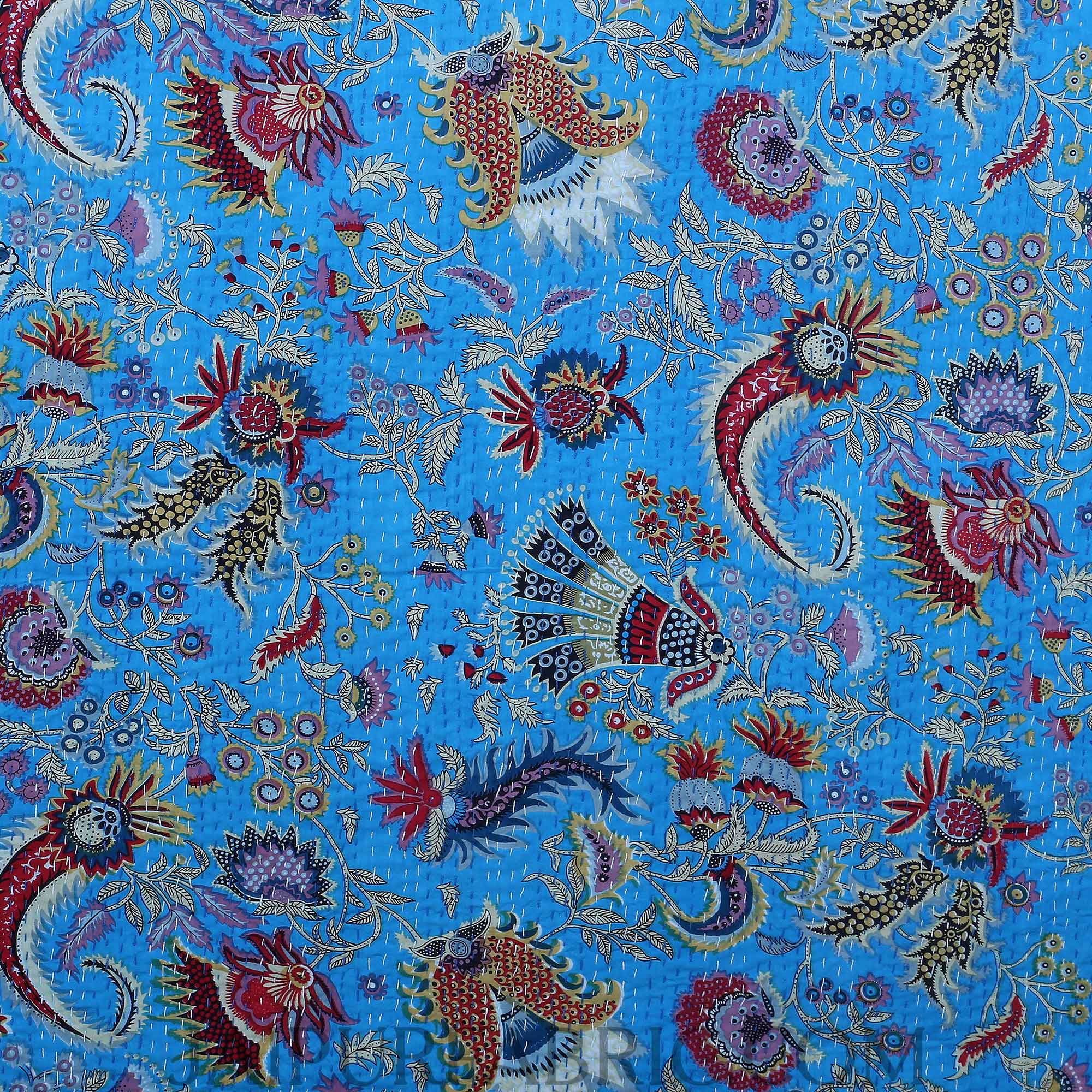 Royal Blue Cotton Gudri Katha Work Dohar Comforter
