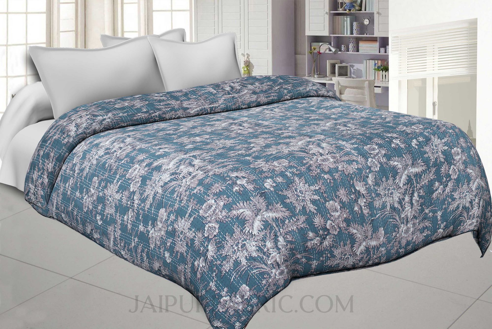 Purple Cotton Gudri Katha Work Dohar Comforter