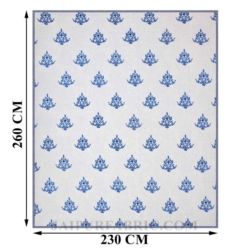 The Blue Blithe Pure Cotton Reversible Quilted Bedcover with Pillowcases