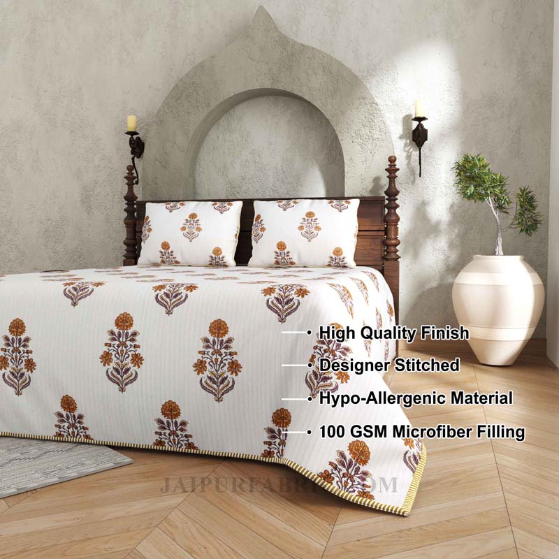 Tailored With Tradition  Pure Cotton Reversible Quilted Bedcover with Pillowcases