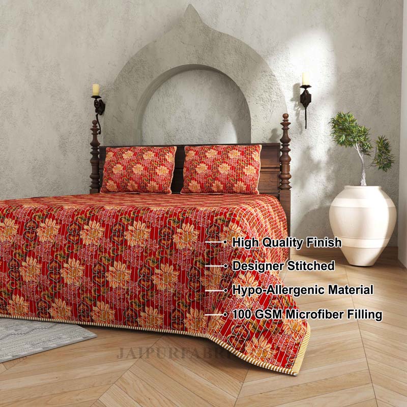 Tyahoor Ki Bahaar Pure Cotton Reversible Quilted Bedcover with Pillowcases