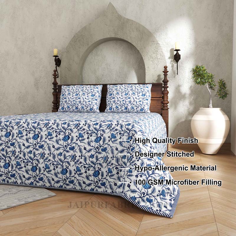 The Unique Choice Pure Cotton Reversible Quilted Bedcover with Pillowcases