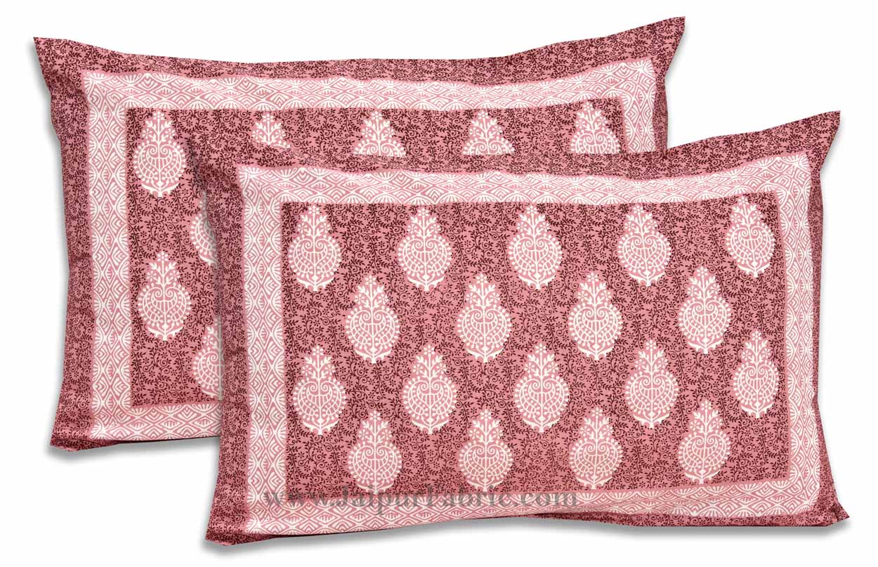 Pastel Pink Boota Print Double Bedsheet