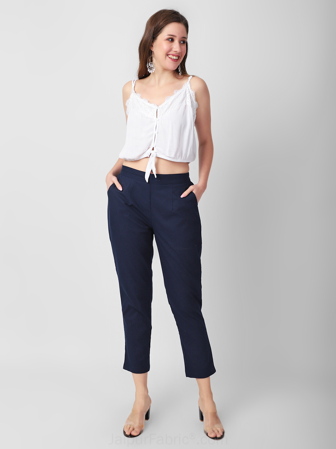 Women Striped Relaxed Flared Wrinkle Free Pleated Cotton Trousers –  BITTERLIME