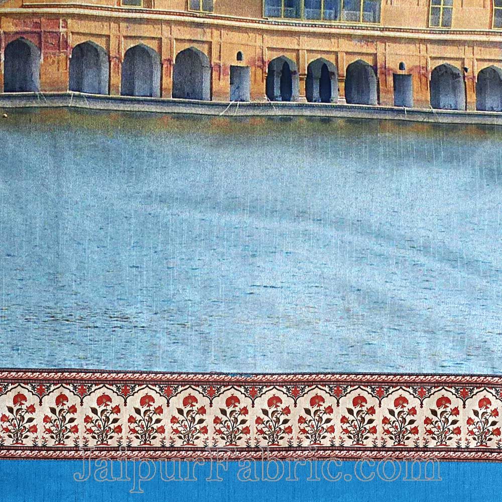 Digital Print Silk Bedsheet Jaipur Jal Mahal Palace