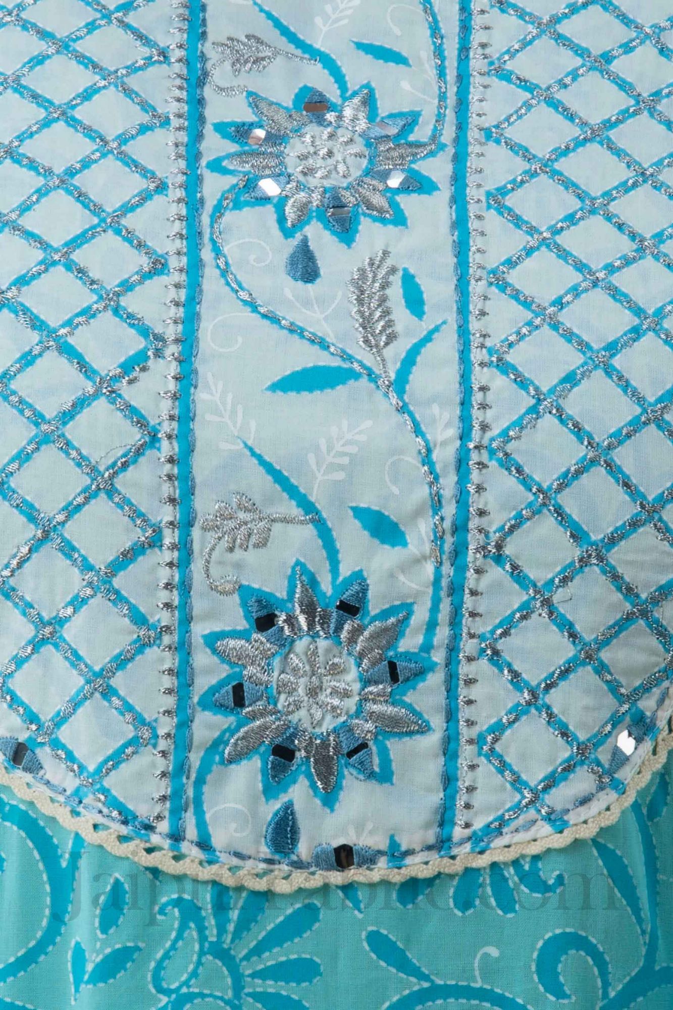 Women Blue Cotton Floral Print Kurti with Pant