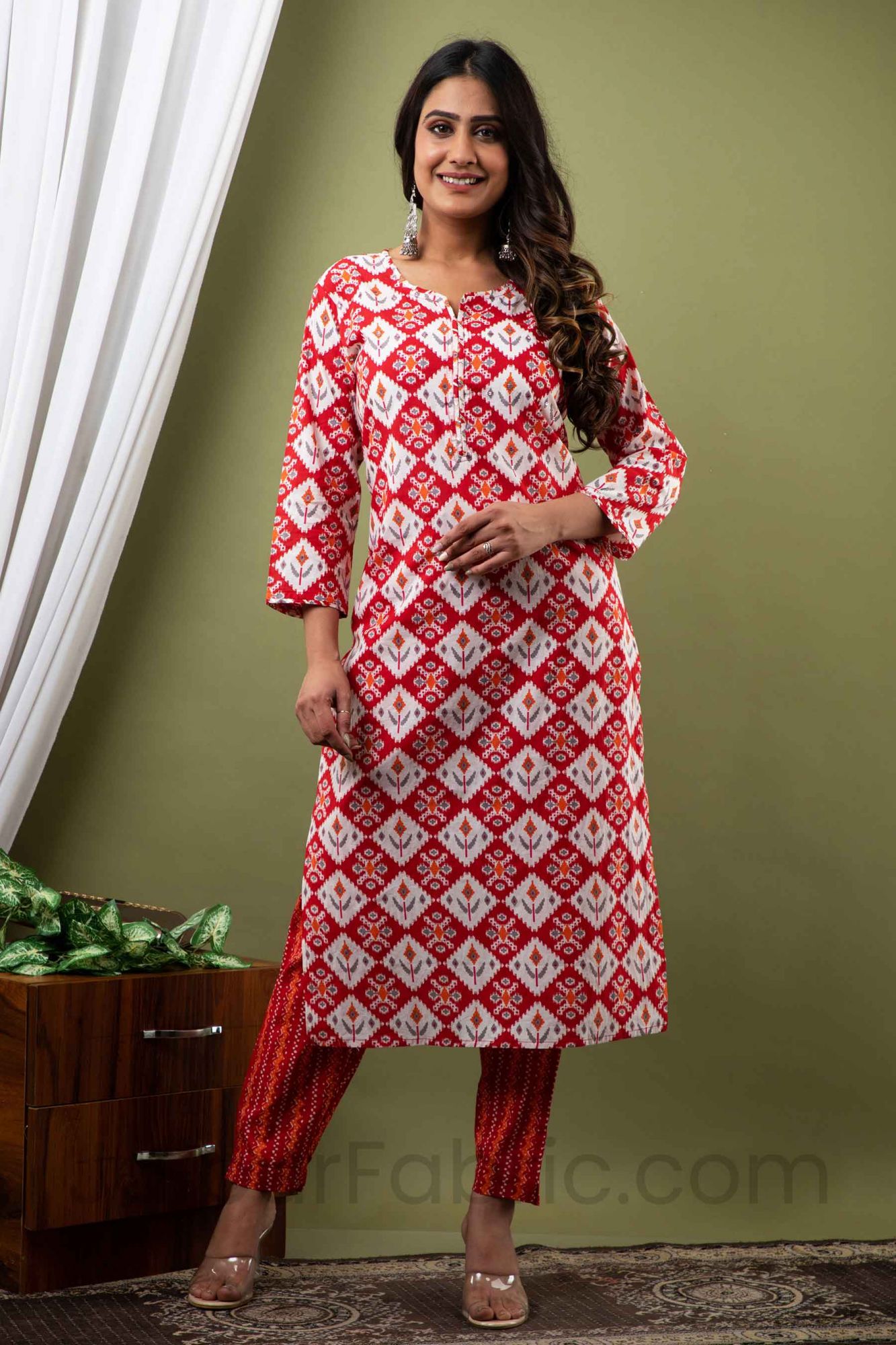 Nakshi 3/4th Sleeve Women Maroon Cotton Ajrak Printed A-Line Kurti at Rs  1400/piece in North 24 Parganas