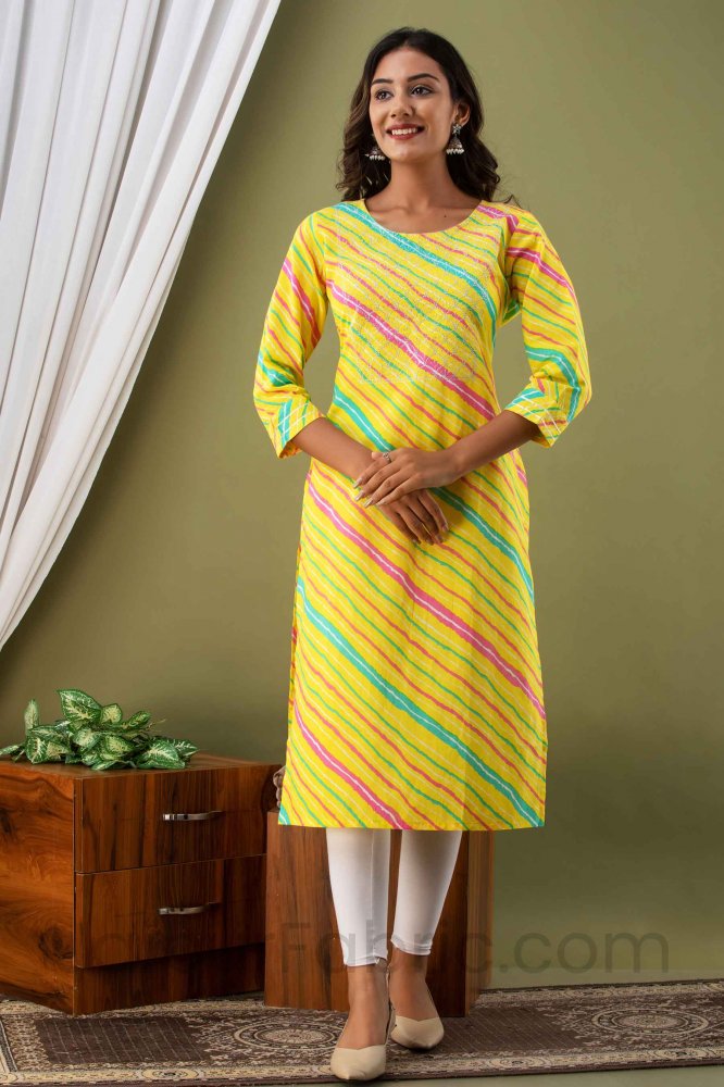 Buy Ajrak Hand Block Printed Straight Modal Kurta for Women | FGMK22-304 |  Farida Gupta