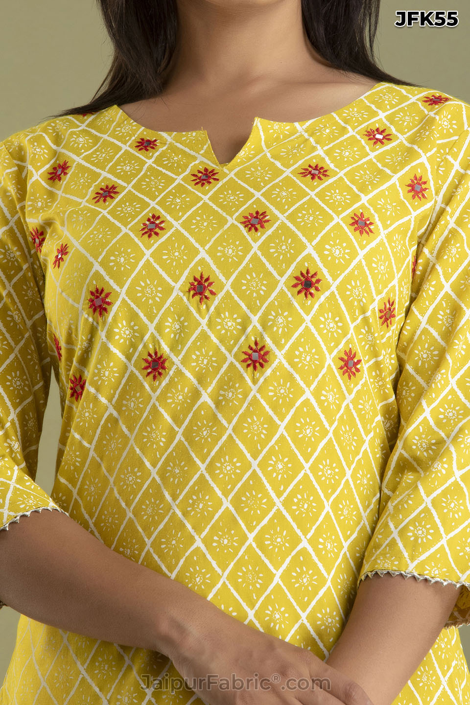 Yellow Embroidery Kurti