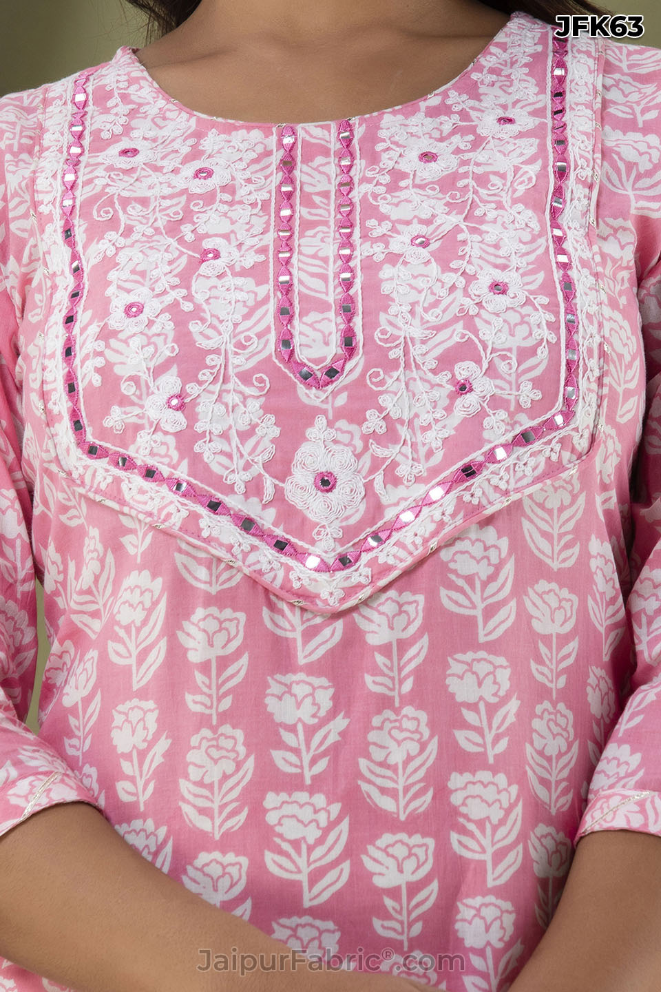 Pink Embroidery Kurti Pant & Dupatta
