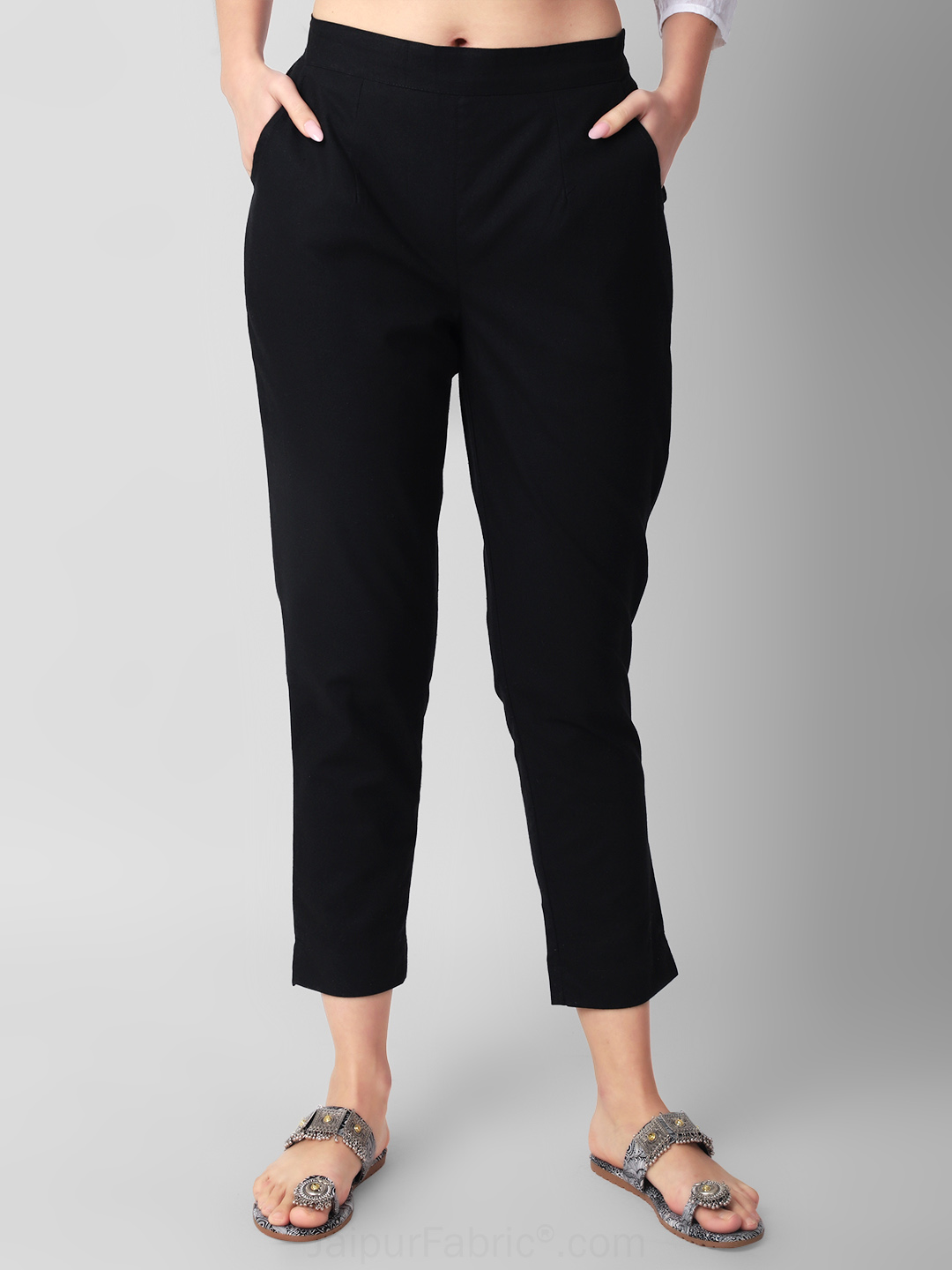 Jet Black Women Cotton Pants casual and semi formal daily trousers