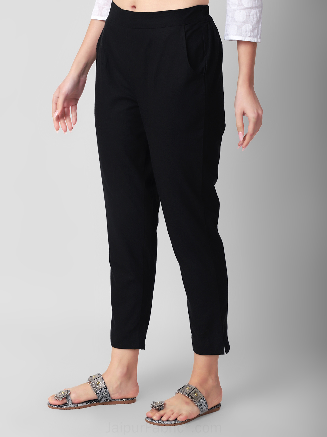 Jet Black Women Cotton Pants casual and semi formal daily trousers