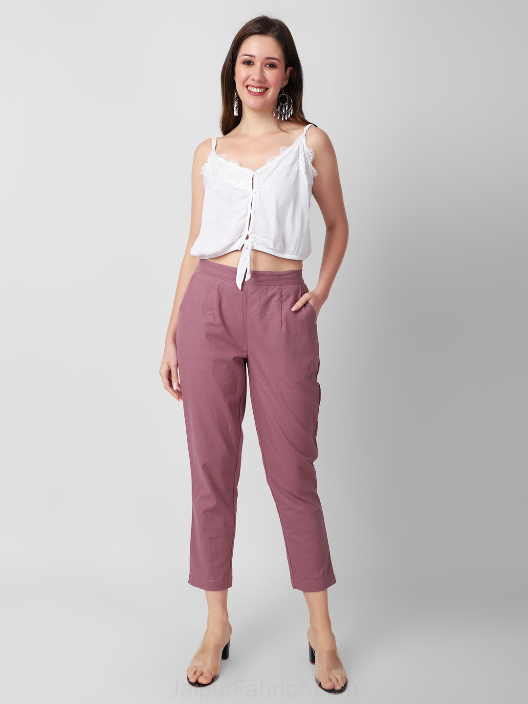 Sage green plain pant in cotton for casual look - G3-WFP59 | G3fashion.com  | Plain pants, Casual looks, Women pants casual