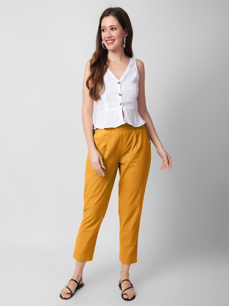 Liqvid Women Tie  Dye Yellow Trousers