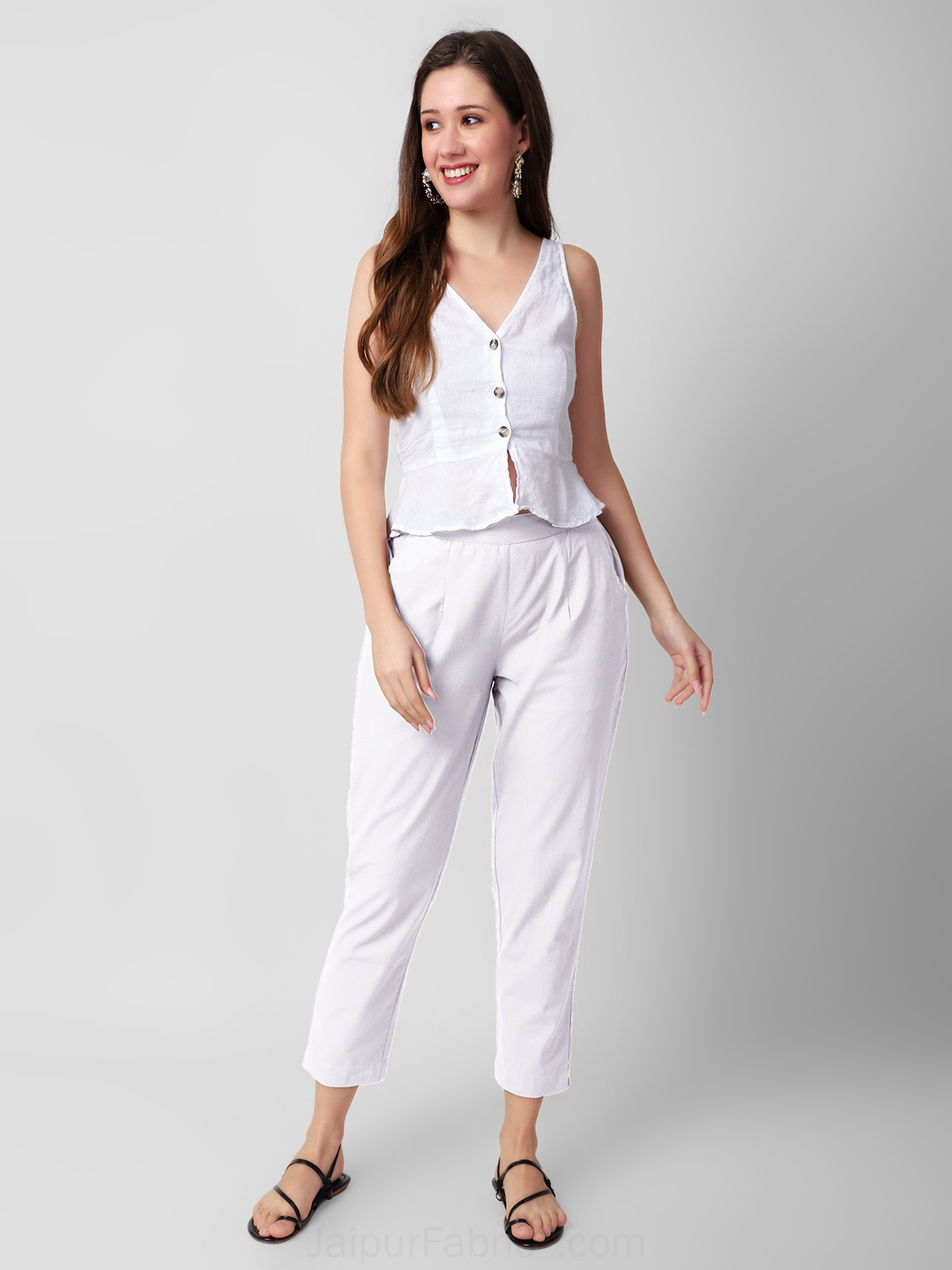 Buy pdpm Cambric Cotton White semi Formal Pants/Casual Trousers at Amazon.in