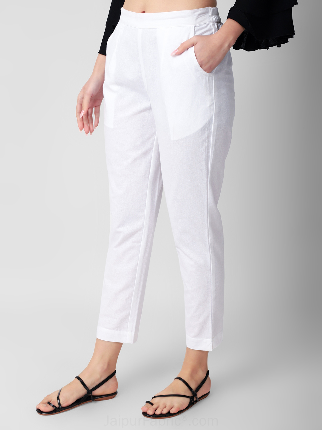 Women Fashionalbel Cotton Blend Trousers/Pants White