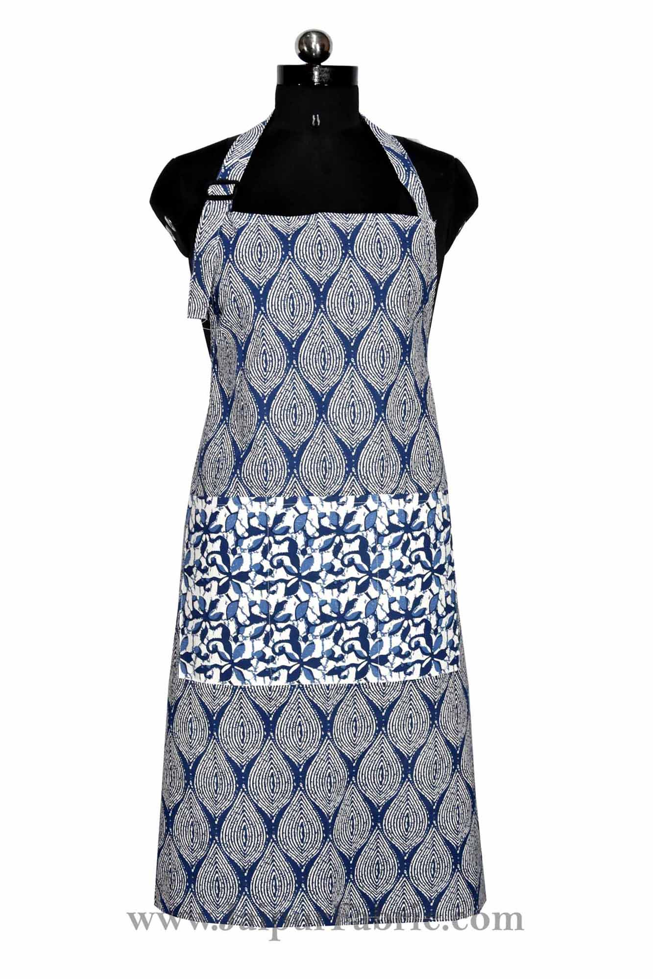 Navy blue retro print apron