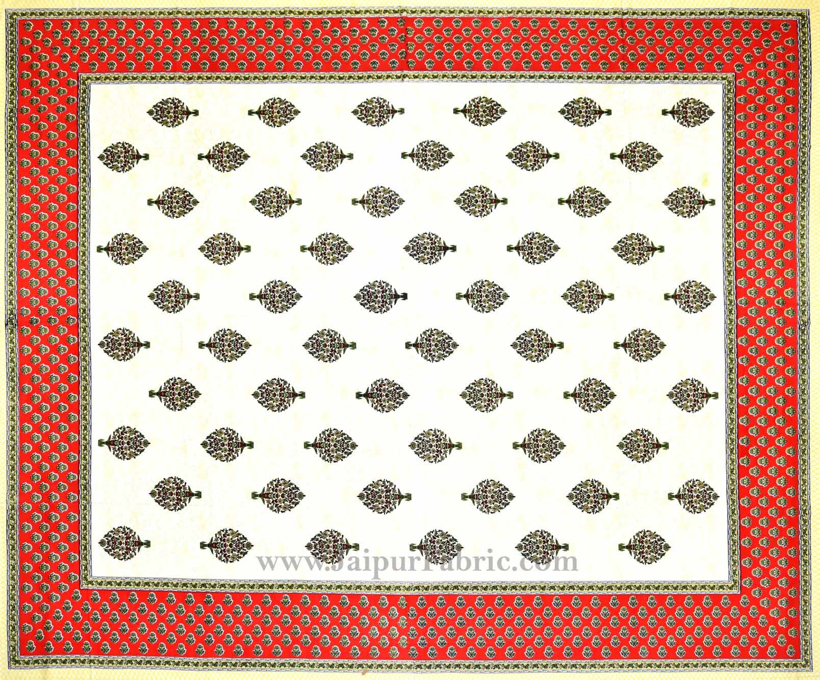 Gorgeous Glaze cotton Red Paan Double Bedsheet