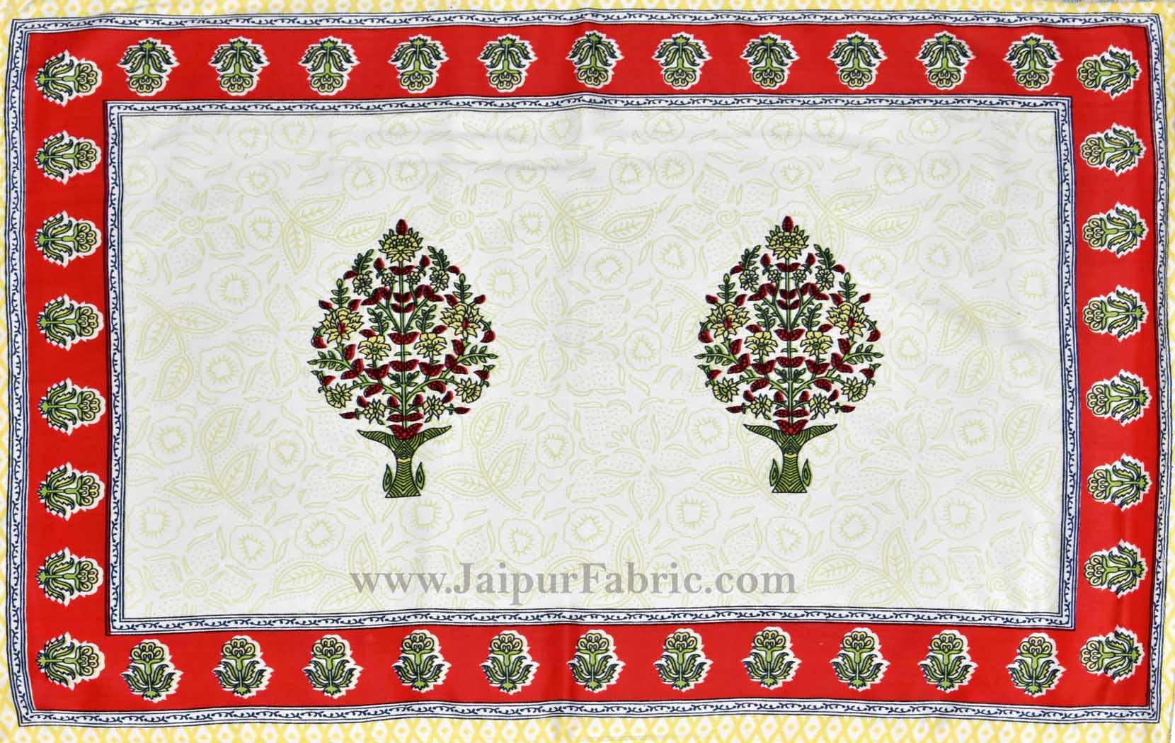 Gorgeous Glaze cotton Red Paan Double Bedsheet
