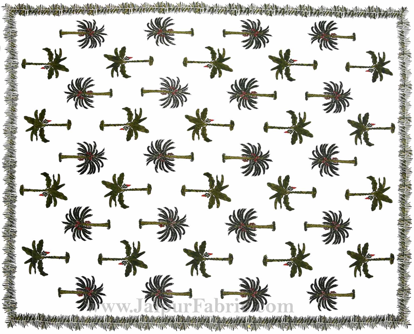 Gorgeous Glaze Cotton Green Palms Double Bedsheet