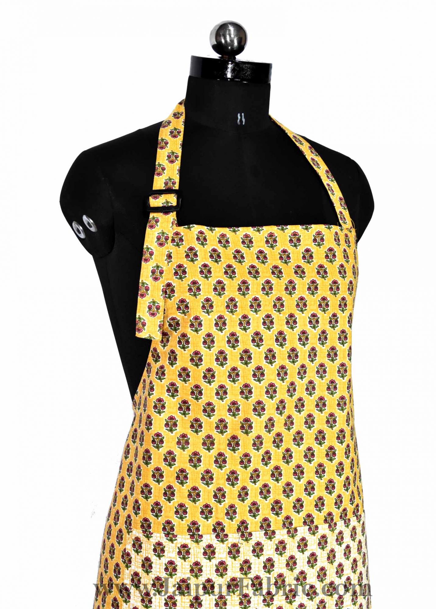 Floral buta print mustard yellow apron