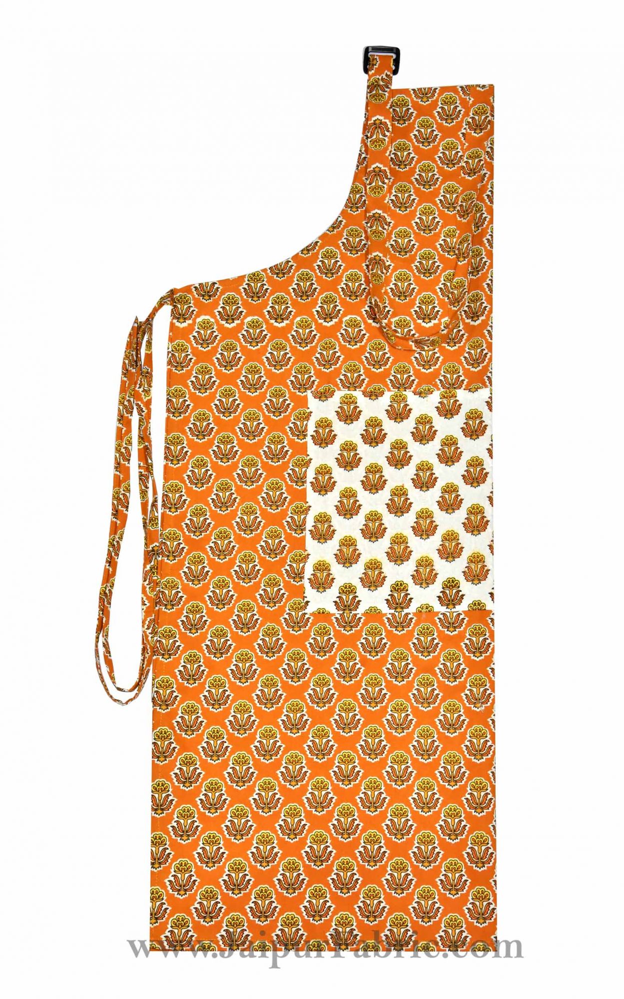 Orange flower bouquet print apron